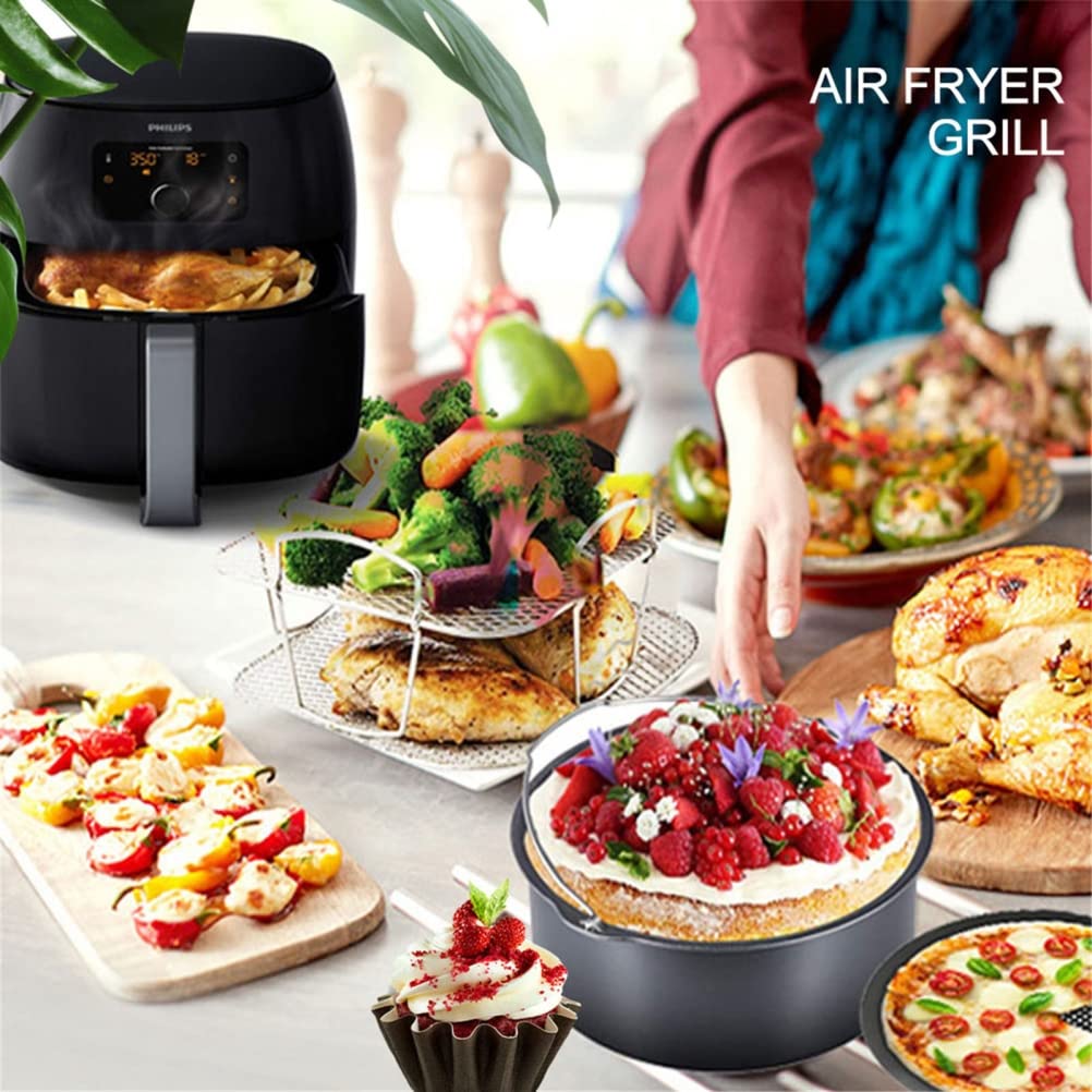 Cocoarm Stojak do frytkownicy powietrznej, odwadniacz żywności, grill 304, kratka odwadniająca ze stali nierdzewnej, do frytkownicy powietrznej, akcesoria do owoców, mięs i deserów (grill)