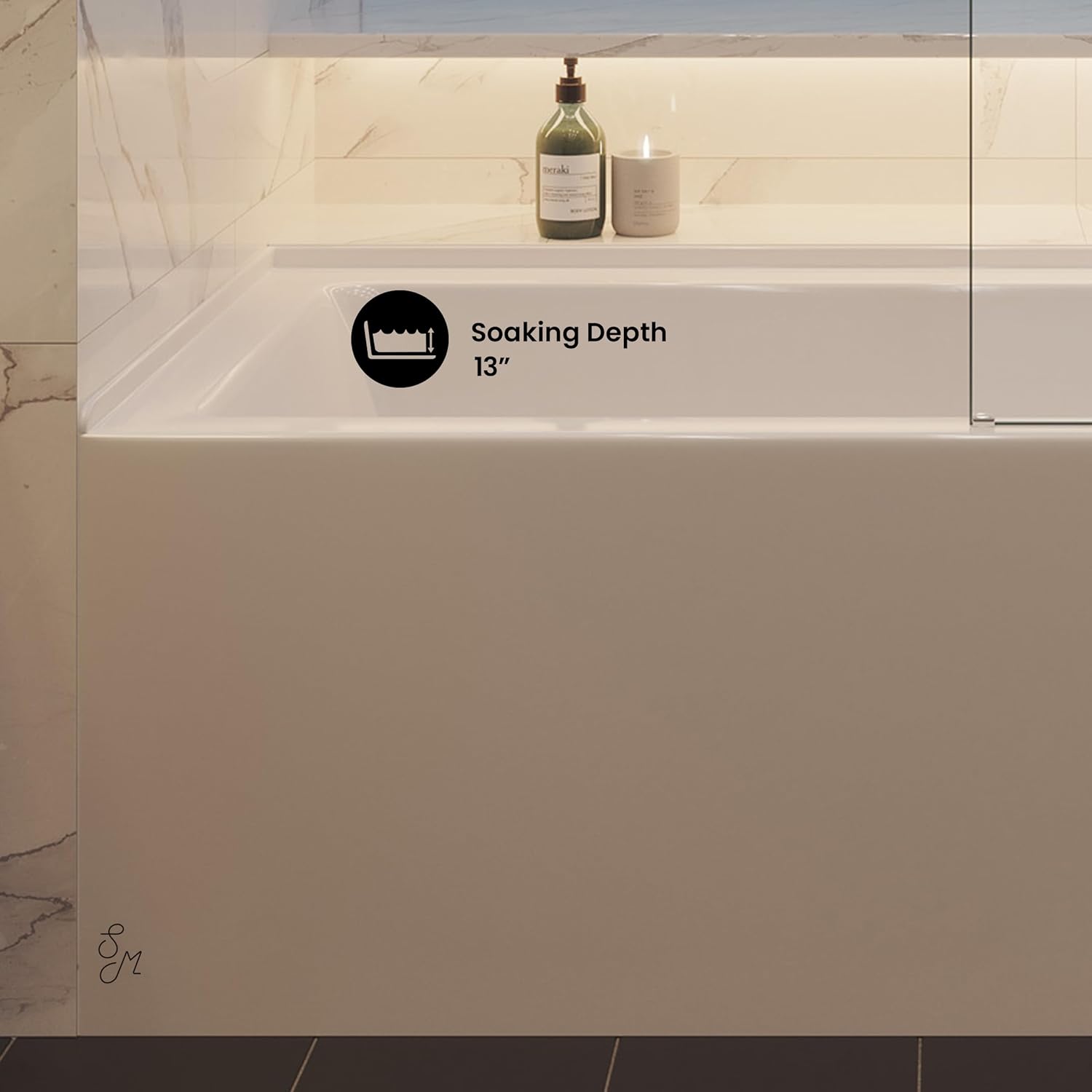 Voltaire 60" x 32" Right-Hand Drain Alcove Bathtub with Apron - Image 6