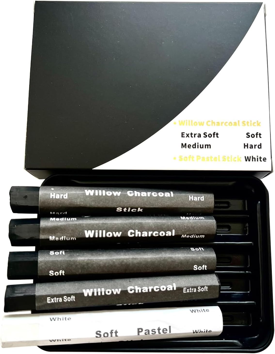 Charcoal Drawing Set Sticks Artist Pencils Water Soluble Strips for Sketching Shading Pencils Sticks Strips for Students Hobbyists