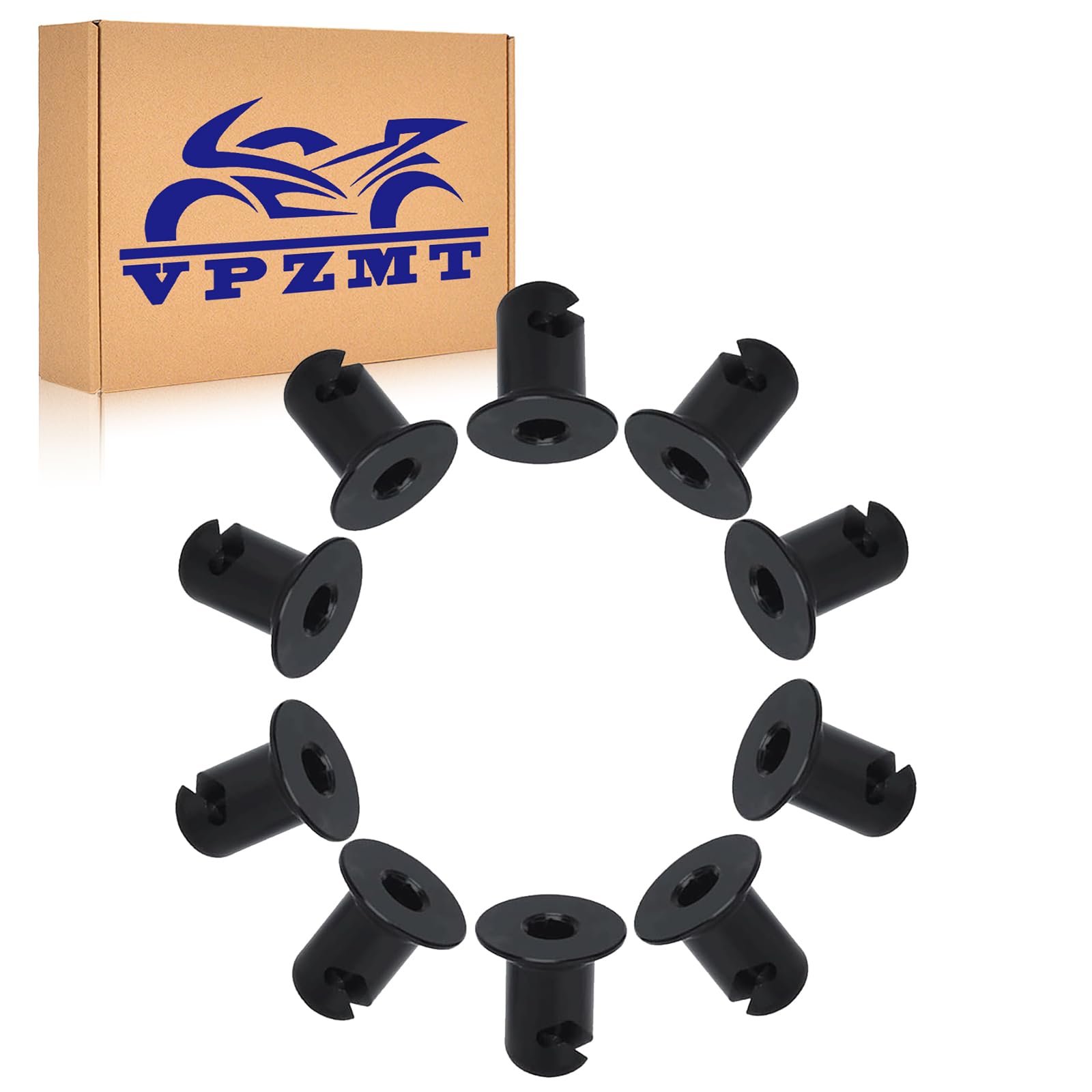 VPZMT .500 Grip 7/16" Aluminum Dzus Button Flush Allen Head Quarter Turn Fasteners (10-Pack) (Black)