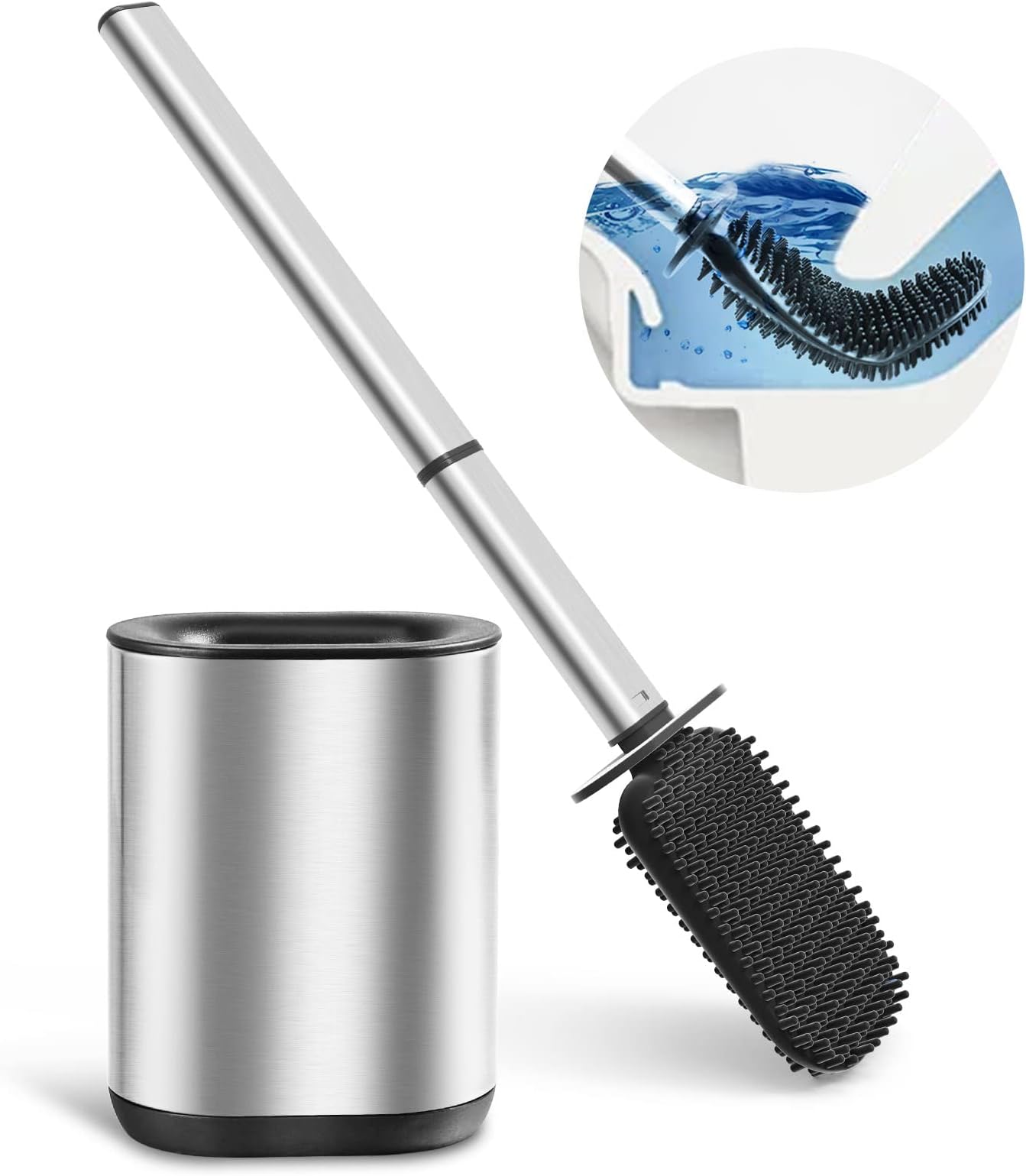 axentia Stainless Steel Toilet Brush and Holder Set RustFree Steel