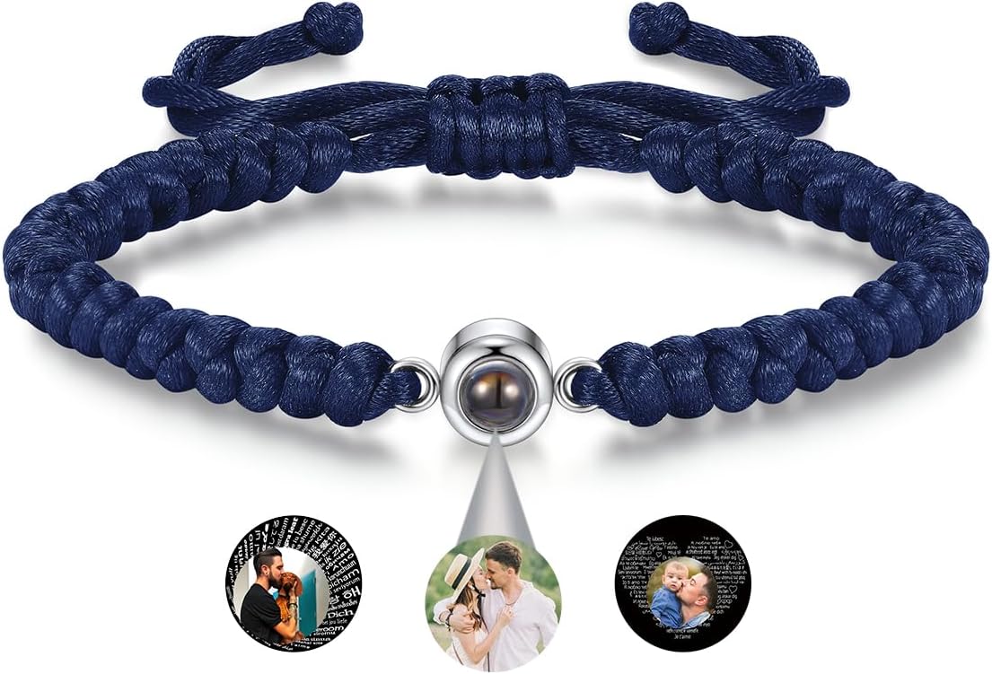 Personalized Bracelets with Picture inside Customized Projection Bracelets with Photo Custom Photo Identification Bracelet for Dad Mothers Day Birthday Anniversary Memorial Bracelet