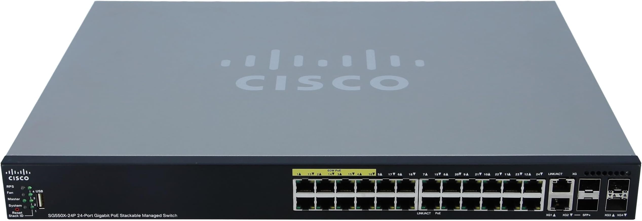 Cisco Small Business SG550X-24P-K9 24-Port PoE Stackable Switch (Renewed)