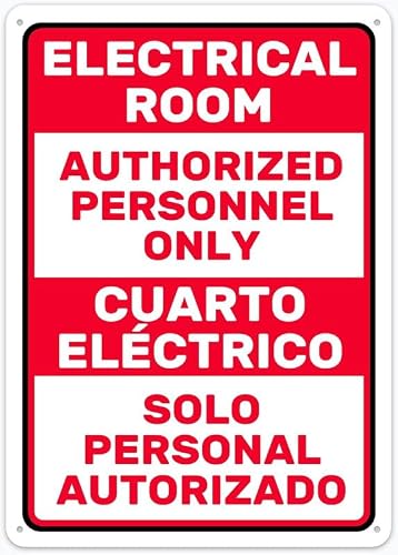 Xewazd A140 8"X12" Bilingual Caution Safety Sign - Electrical Room Authorized Personnel Only | Indoor & Outdoor Use For Home Office Work