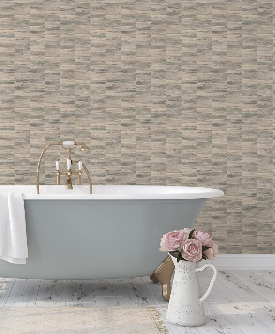 Papier peint vinyle imperméable effet bois mosaïque GAULAN