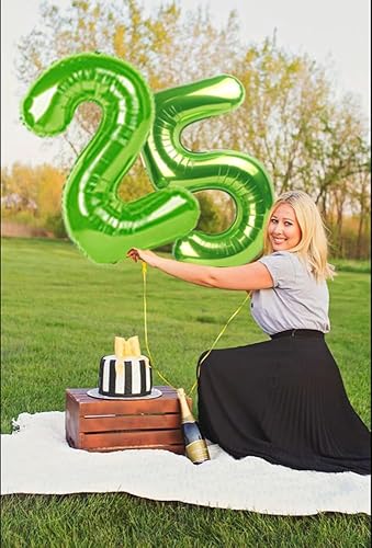 Miniatura 3 de Globo número 5 de 40 pulgadas, para decoración de fiestas de cumpleaños de 5 y 15 años, suministros de fiesta con temática de la selva (color verde