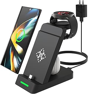 Upgraded Charging Station for Samsung Multiple Devices, 3 in 1 Charger Station for Galaxy S23/S22/S21/S20/Note20/Z Flip5 /Fold5/Galaxy Buds, Wireless Charger for Samsung Galaxy Watch 6/6 Classic/5