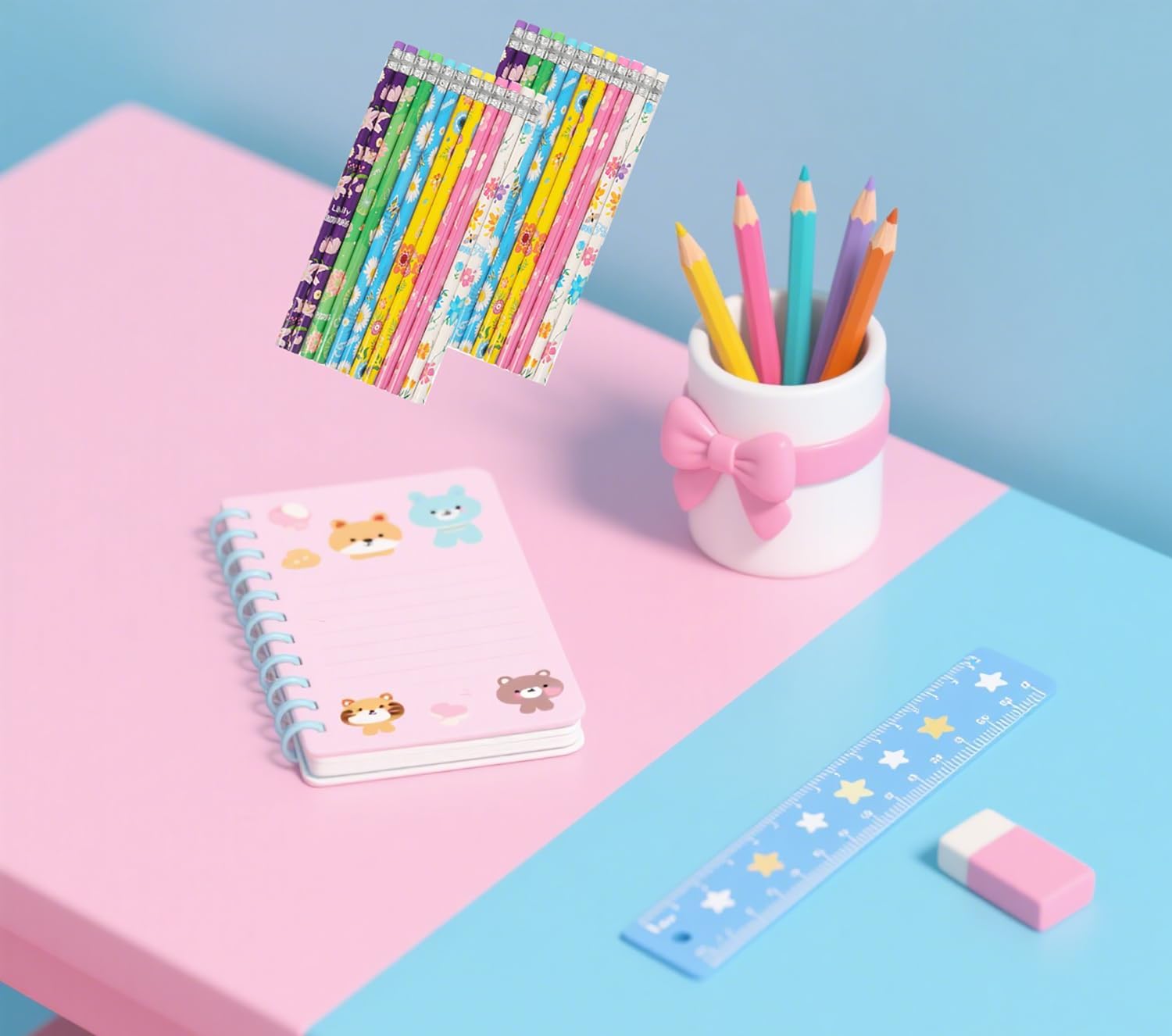 192pcs Flowers Pencils with Eraser Wood Pencils Bulk (Flowers, 192)