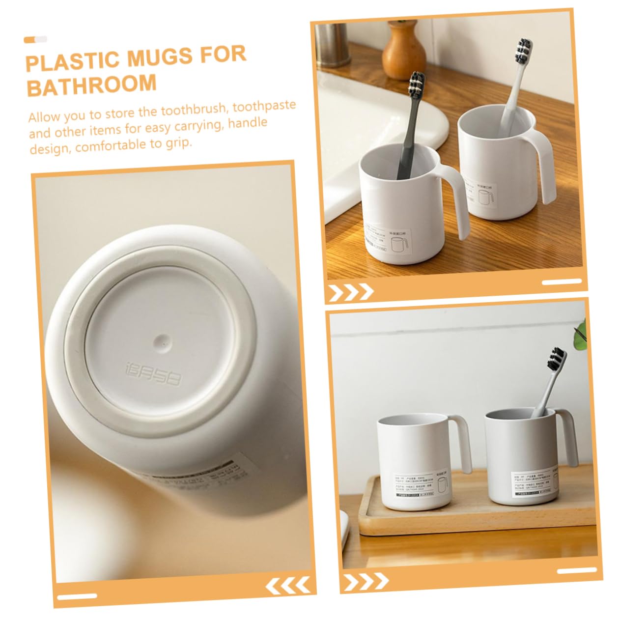 TINEASUR 2pcs Travel Toothbrush Cup Handle Mouthwash Container - Base Portable Bathroom Tumbler for Easy Storage for Camping and Daily Use