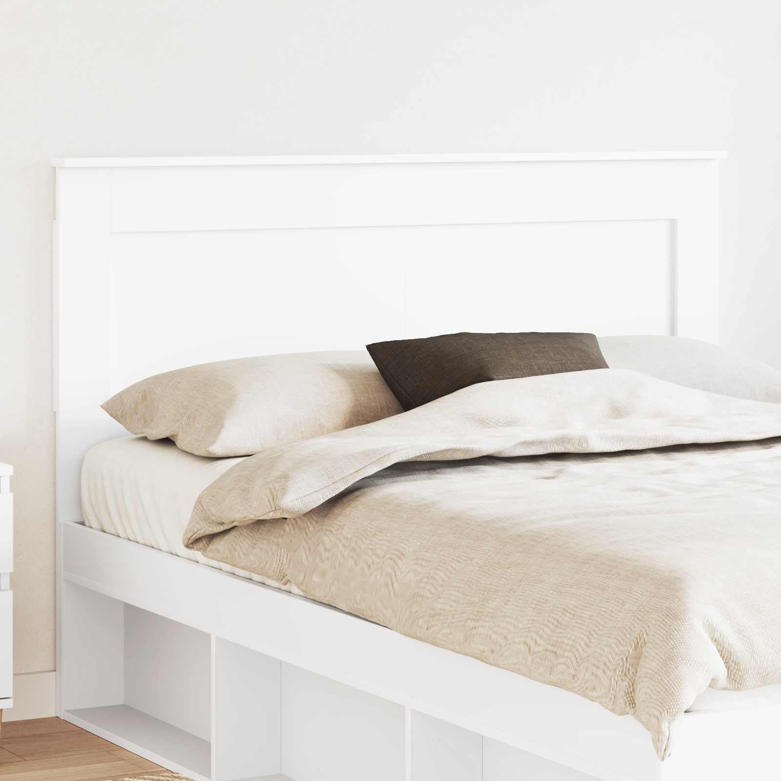 Tomostar Tête de lit, Armoire Tête de lit sur Pied Meuble de Chambre à Coucher avec Blanc 140 cm Bois d'ingénierie