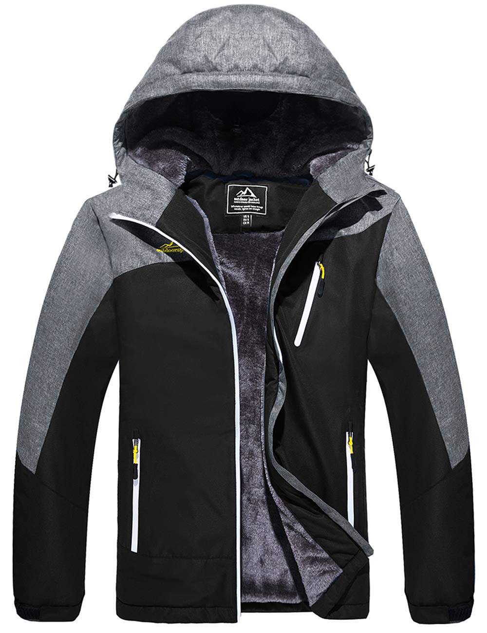 MAGCOMSENMen's Winter Coats Water Resistant Snow Ski Jacket Fleece Lined Parka 4 Pockets