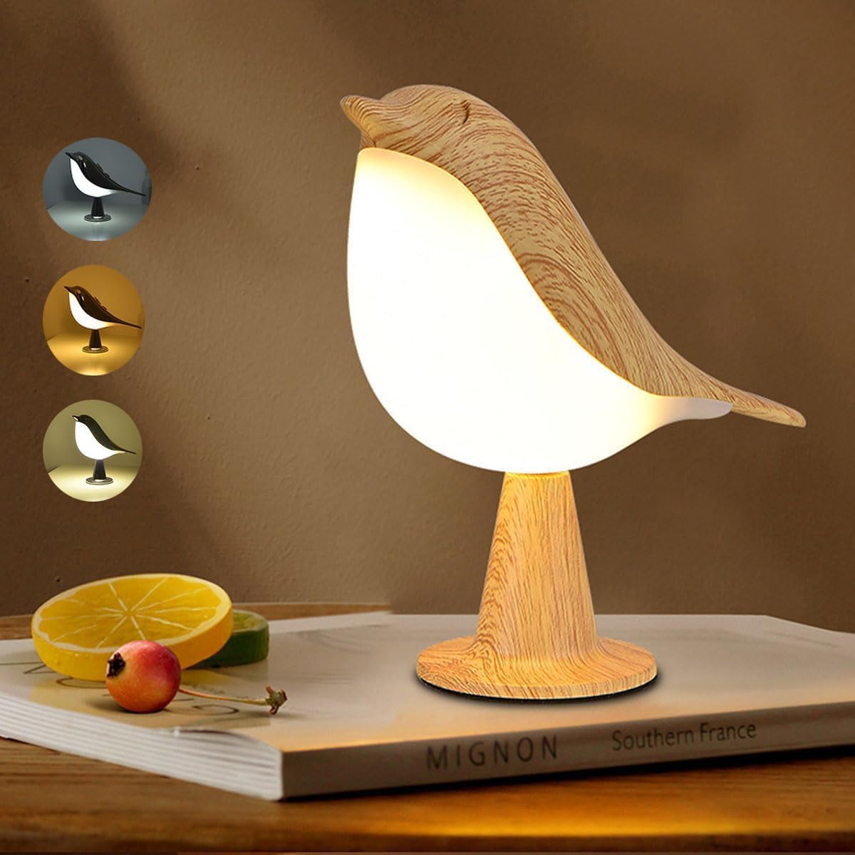Small Cordless Bedside Lamp, Bird Lamp Touch Sensor, Night Light for Kids with Touch Dimmer,3 Level Brightness Nightstand Lamps, Rechargered Desk Lamp for Bedroom, Office, College Dorm Room