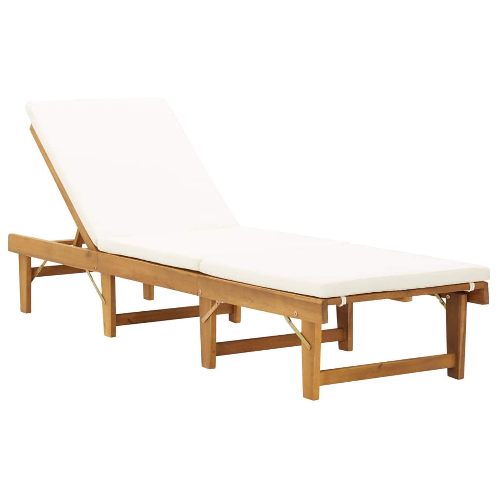 Chaduof Tumbona Plegable con cojín Madera Maciza de Acacia, Tumbonas Jardin Exterior, Tumbona Piscina, Sun Lounger, Tumbonas De Jardin, Cama Jardin Exterior, Tumbona De Playa