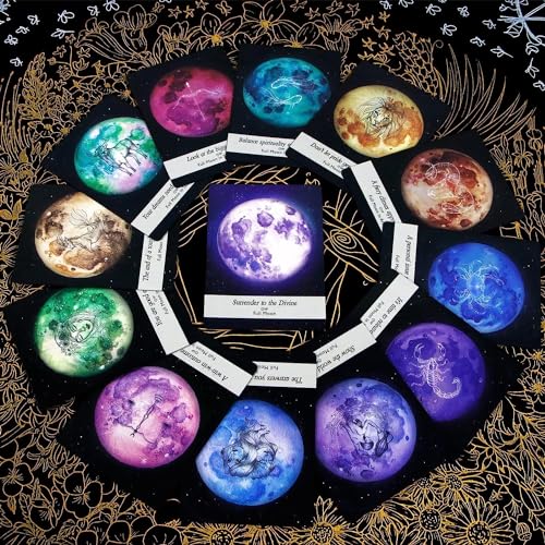 Image of Moonology Oracle Tarot Card Game A 78-Card Tarot Deck - Among Most Popular English Oracle Universal Old-Fashioned Divination Future Game Card Set, God Fate Prediction Cards (Moonology Oracle)