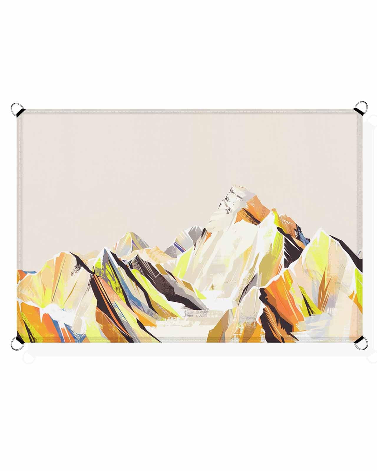 Yellow Mountain Sun Sail Shades Rectangle Canopy,Sunlight Block Heavy Duty Curved Backyard Shade Cover,Waterproof Sun Shades for Patios Outdoor,6.5'x10' Abstract Multicolor Mountain Range Landscape