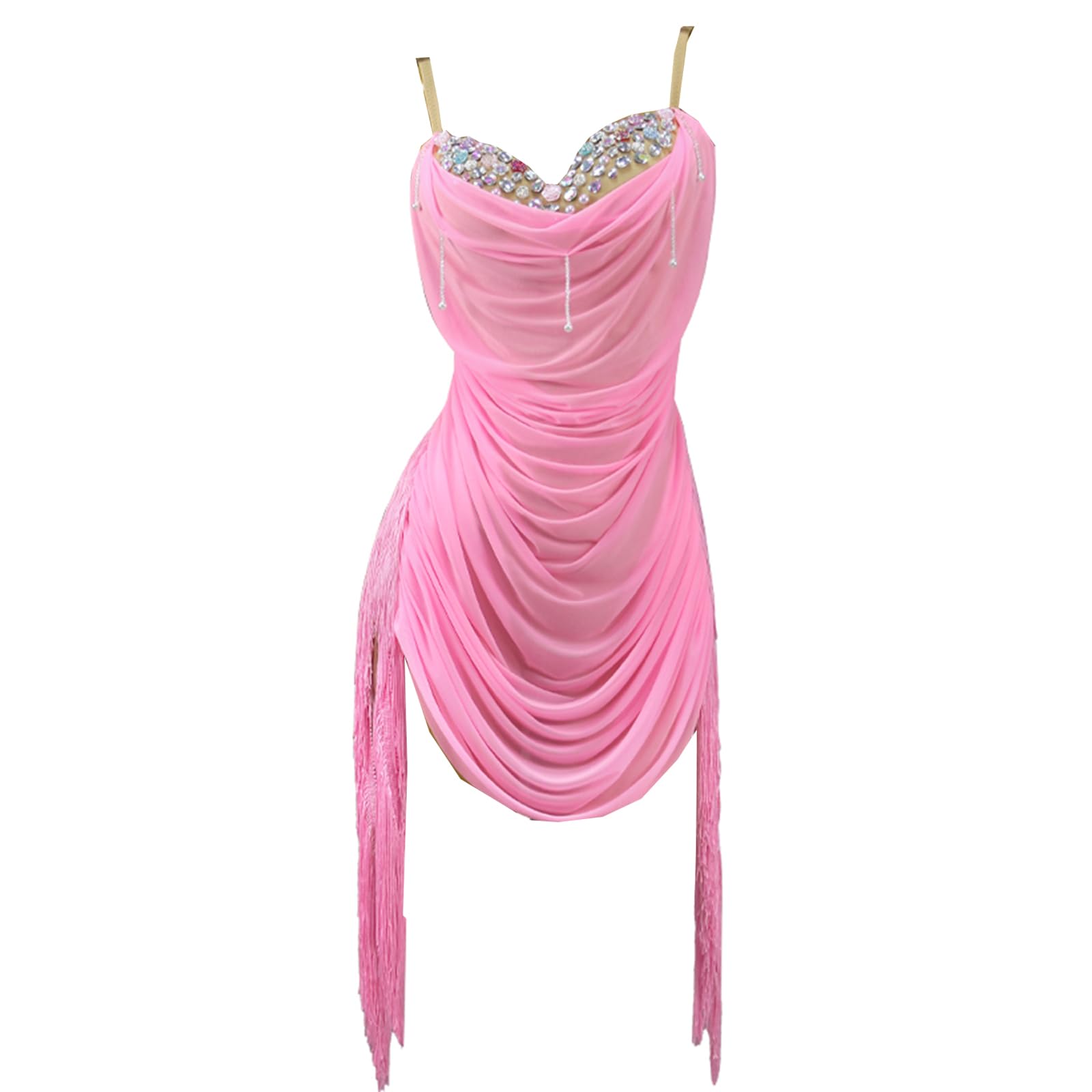 Pailletten Fransenkleid Damen Tanzkleid Tango Latein Kleider Mit Quaste Spaghettiträger Fransen Kleid Sexy Sommerkleid Wickelkleid Minikleid Kostüm