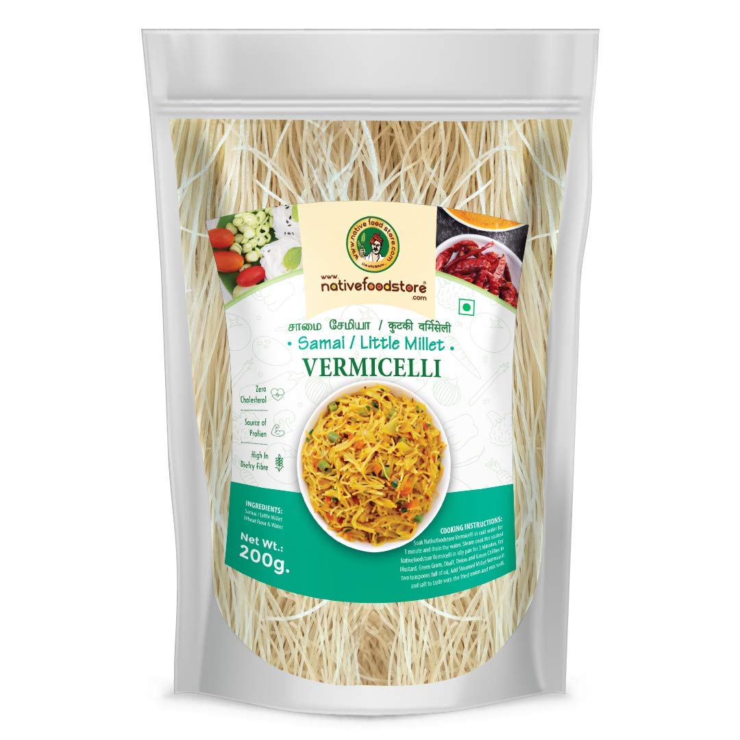 NativeFoodStore Samai Millet Vermicelli-200gms (Kutki,Sama/Samalu,Saamai,Saame/Save,Chama) semiya, Easy to cook, 5 mins quick, No Cholesterol, No maida, enjoy kheer, payasam, upma, pulav