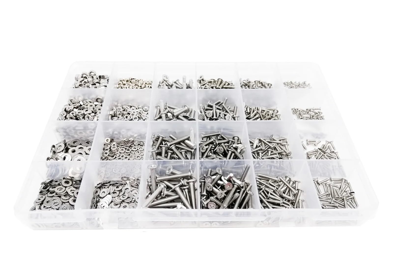GamirA 400/2100 pièces M1.6 M2 M2.5 M3 M4 304 Acier Inoxydable Croix Plate Ultra Mince tête vis Boulon écrou rondelle Assortiment Kit (Color : Set D 2100pcs)