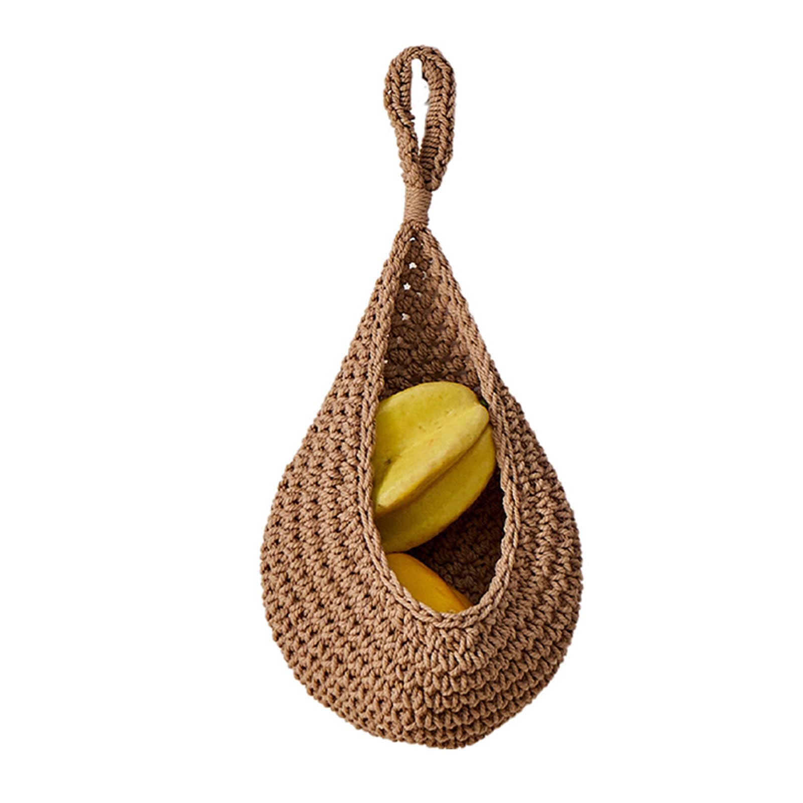 XuQiZZpp Stylish Hanging Fruit Storage Basket Craft From Jutes Rope Offering Excellent Ventilation and Space Efficiency Kitchen Organizers
