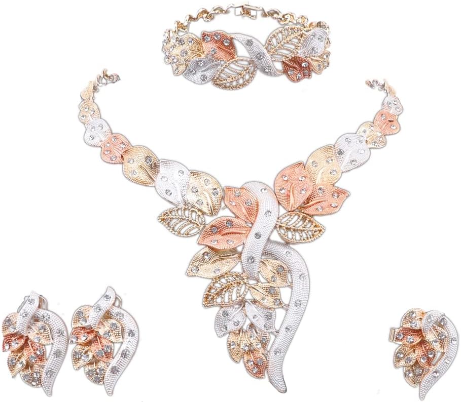 NA African Dubai Gold Jewelry Nigerian Crystal Necklace Hoop Earrings Ring Women Italian Bridal Jewelry Sets Wedding Accessories