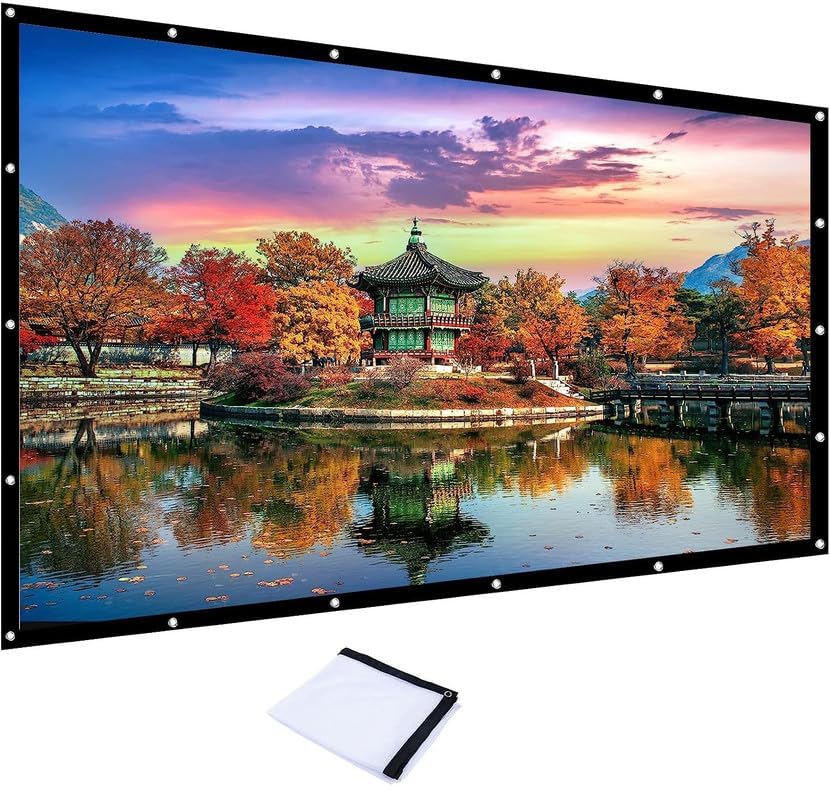 Image of 150 inch Inch Projector Screen Upgraded inch 4:3 HD Portable Eyelet Screen Premium Indoor Outdoor Anti-Crease Projection (120 inch Inch (W) x 90 inch Inch (H) - 150 inch Inch Diagonal)