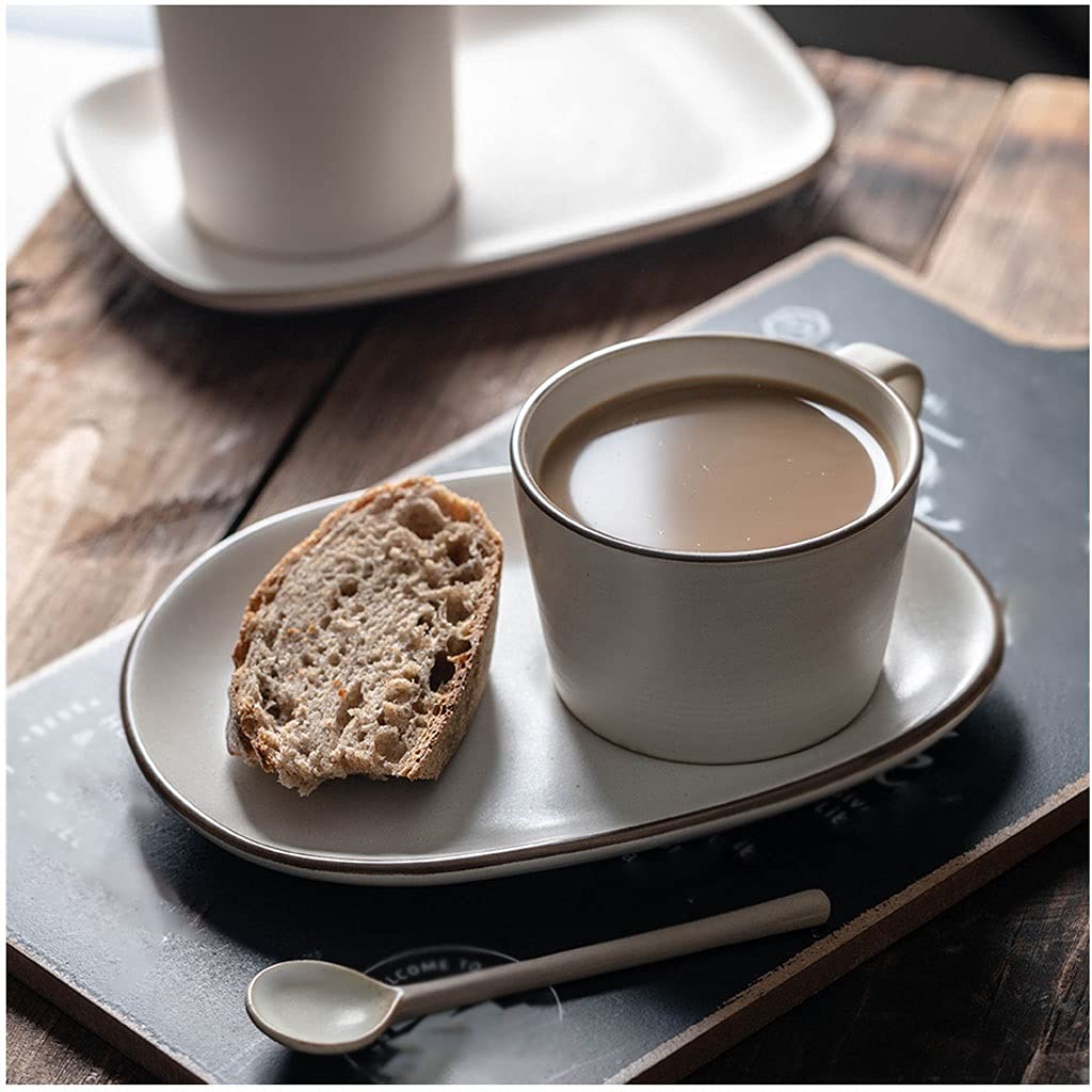 Keramik Kaffeebecher Kaffeebecher Porzellan mit Henkel Set aus mikrowellen- und spülmaschinenfestem breitem Becher für Latte Kaffee Tee Müsli