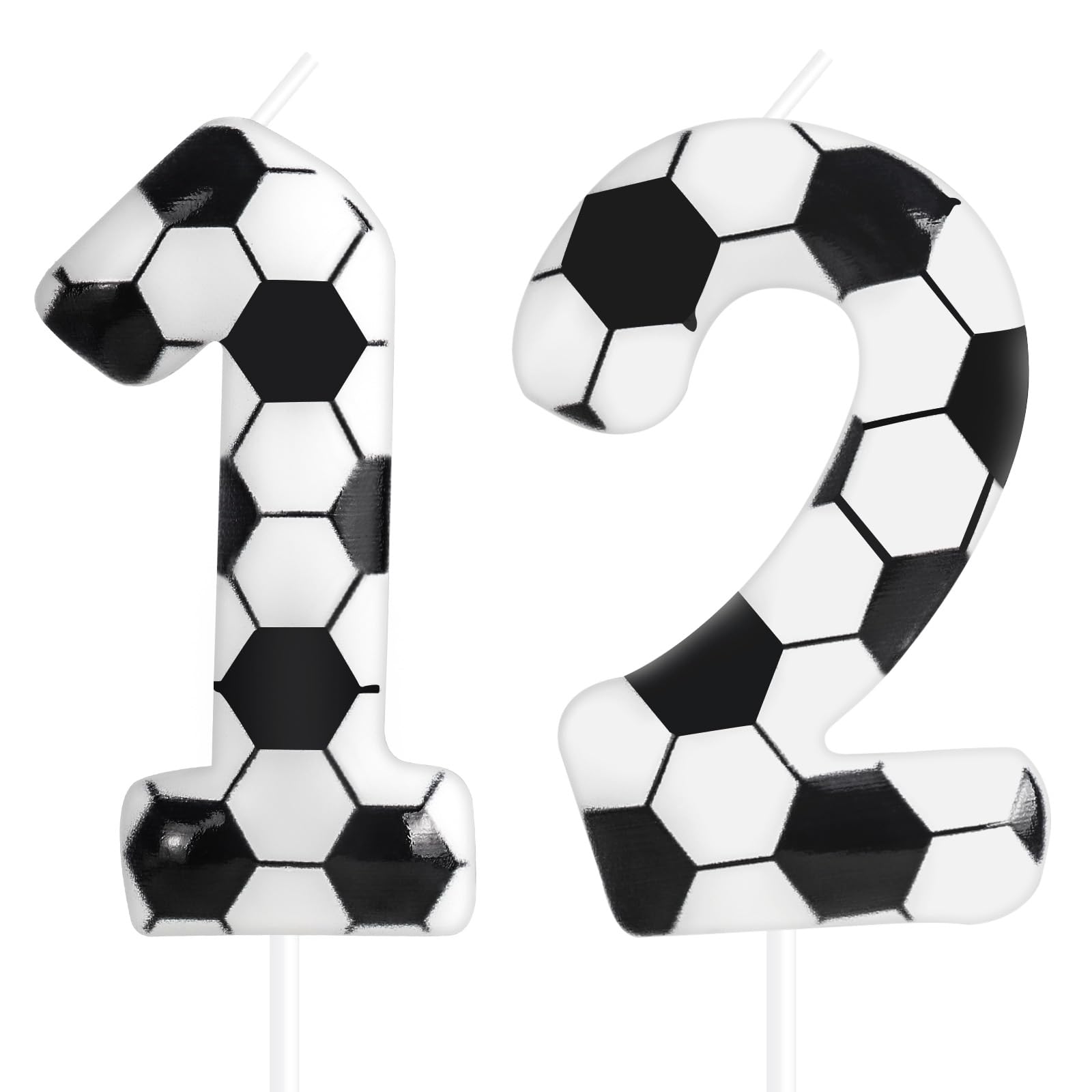 Soccer Birthday Candles 12th Soccer Themed Birthday Party Decorations, Football Birthday Cake Candles for Boys Girls Kids Sport-Theme Party Supplies