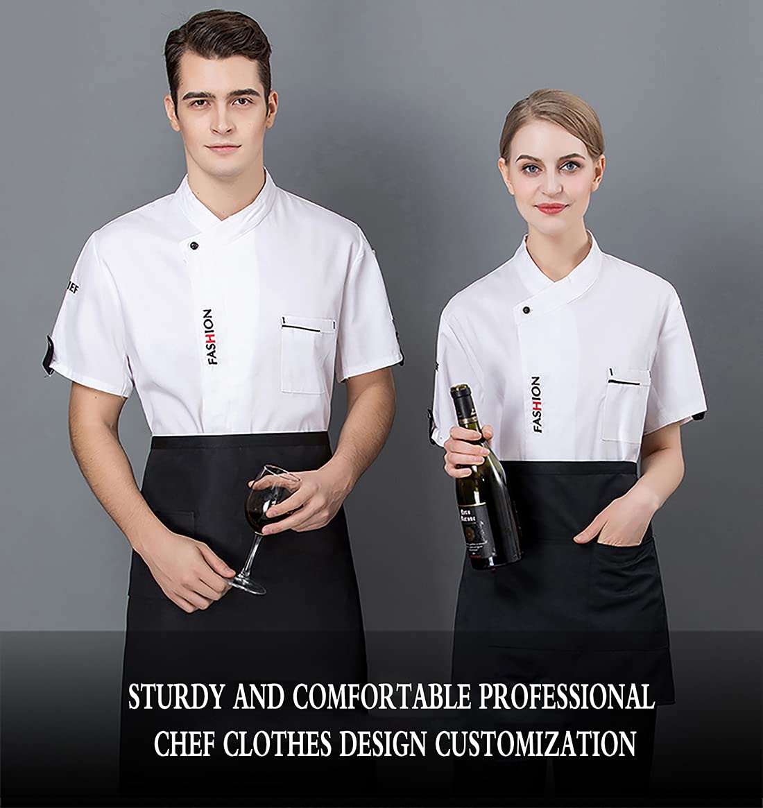Giacche da Cuoco Giacche da Cuoco per Uomo Donna Cappotto a Maniche Corte, Cucina Giacca da Cuoco Estiva Traspirante Ristorante Cucina Uniforme da Cuoco per Ristorante Occidentale Cucina dell'Hotel