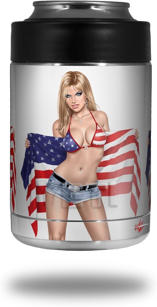 Independent Woman Pin Up Girl - Decal Style Skin Wrap fits Yeti Rambler Colster and RTIC Can (Cooler NOT Included)