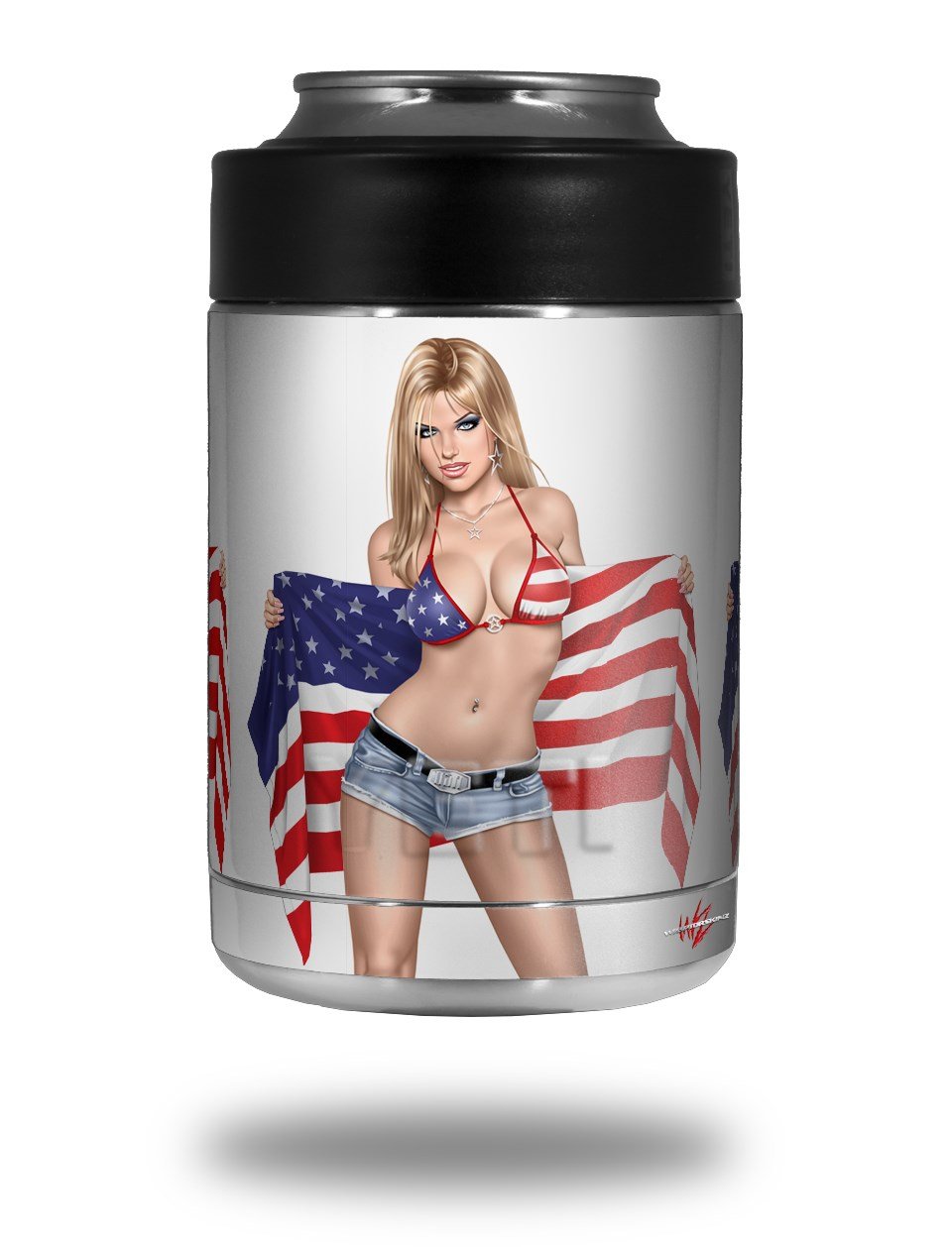 Independent Woman Pin Up Girl - Decal Style Skin Wrap fits Yeti Rambler Colster and RTIC Can (Cooler NOT Included)