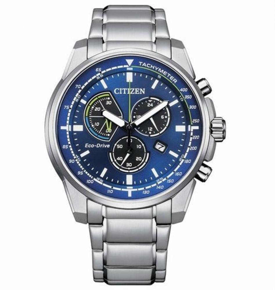 Citizen Orologio Uomo Crono Active Eco-Drive AT1195-83E, Cassa Acciaio PVD Nero, Quadrante Nero, Bracciale Acciaio, 44mm