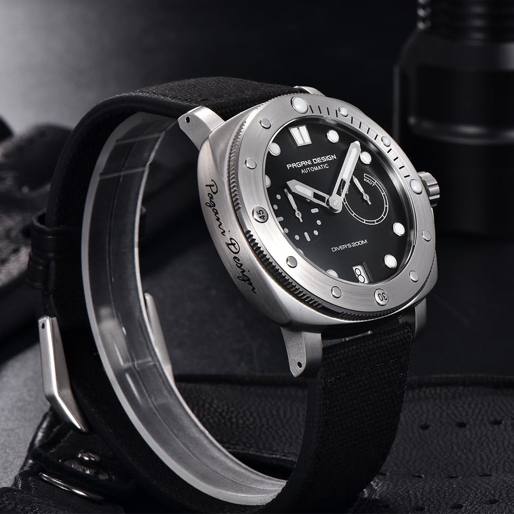 Pagani Design 1767 Orologio Automatico da Uomo 41MM Cassa in Acciaio Inossidabile Specchio Zaffiro Cinturino in Nylon