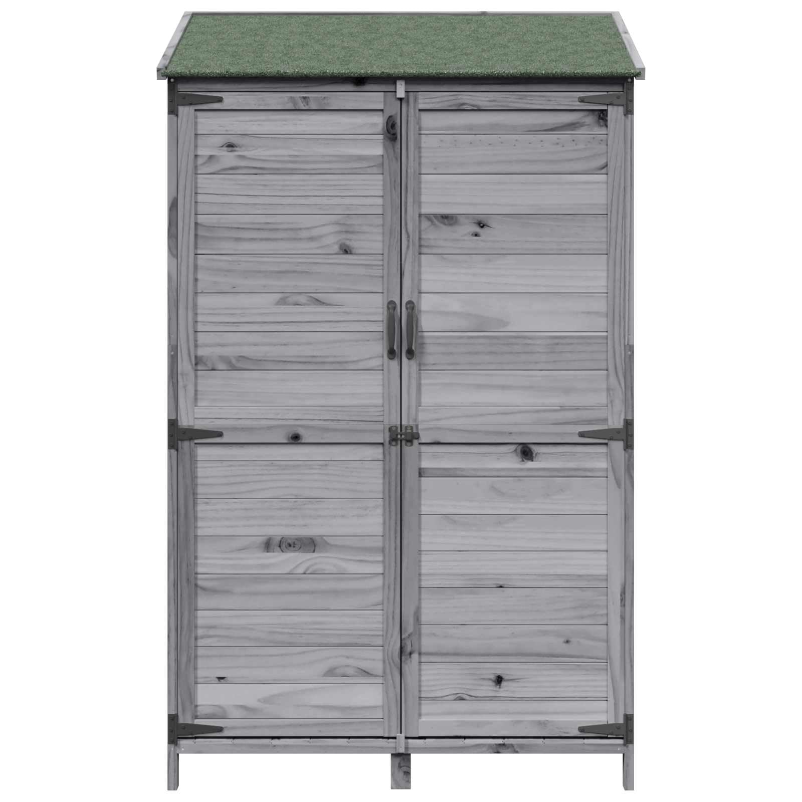 Capanno da giardino grigio, 106,5 x 56 x 176 cm, in legno | Armadio compatto per terrazze e cortili con tetto inclinato in asfalto e porta di ventilazione per tenere in ordine.