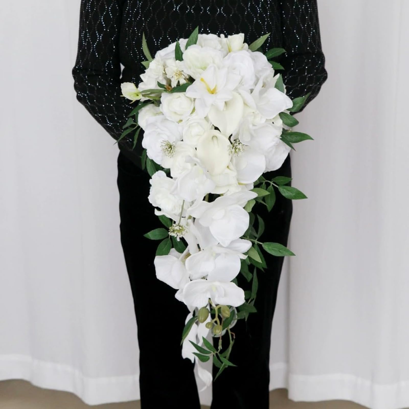 Wasser Tropfen Wasserfall Braut KüNstliche Blumen Bouquet, Eleganter BrautsträUßE Brautstrauss Wasserfall Handgemachte Blumenstrauß FüR Zeremonie Jahrestag Braut Dusche Party