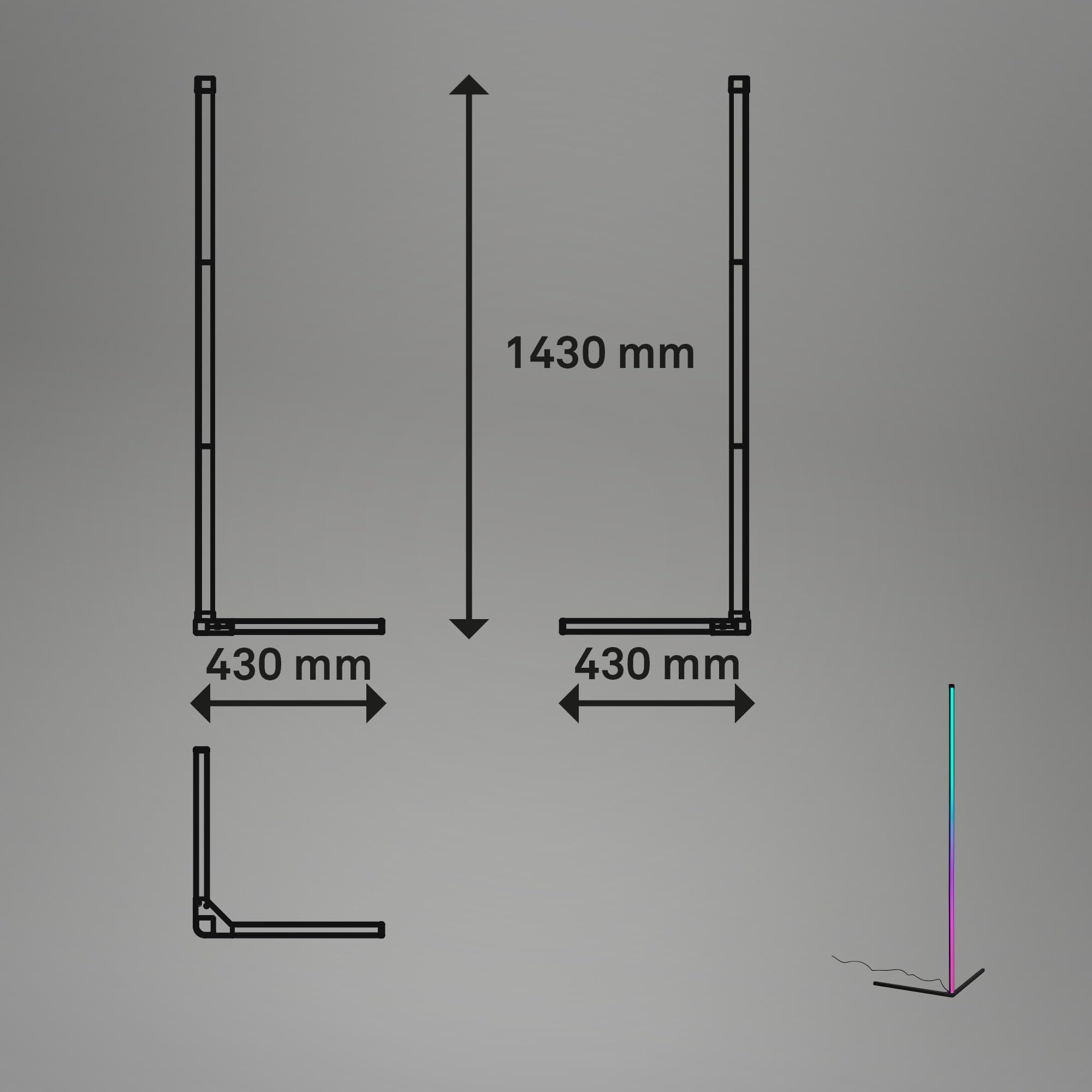 BRILONER Lampa stojąca LED RGBIC z pilotem zdalnego sterowania, Magic RGB LED jako dekoracja gamingowa, oświetlenie nastrojowe z czujnikiem muzyki, możliwość ściemniania, wielokolorowe światło,