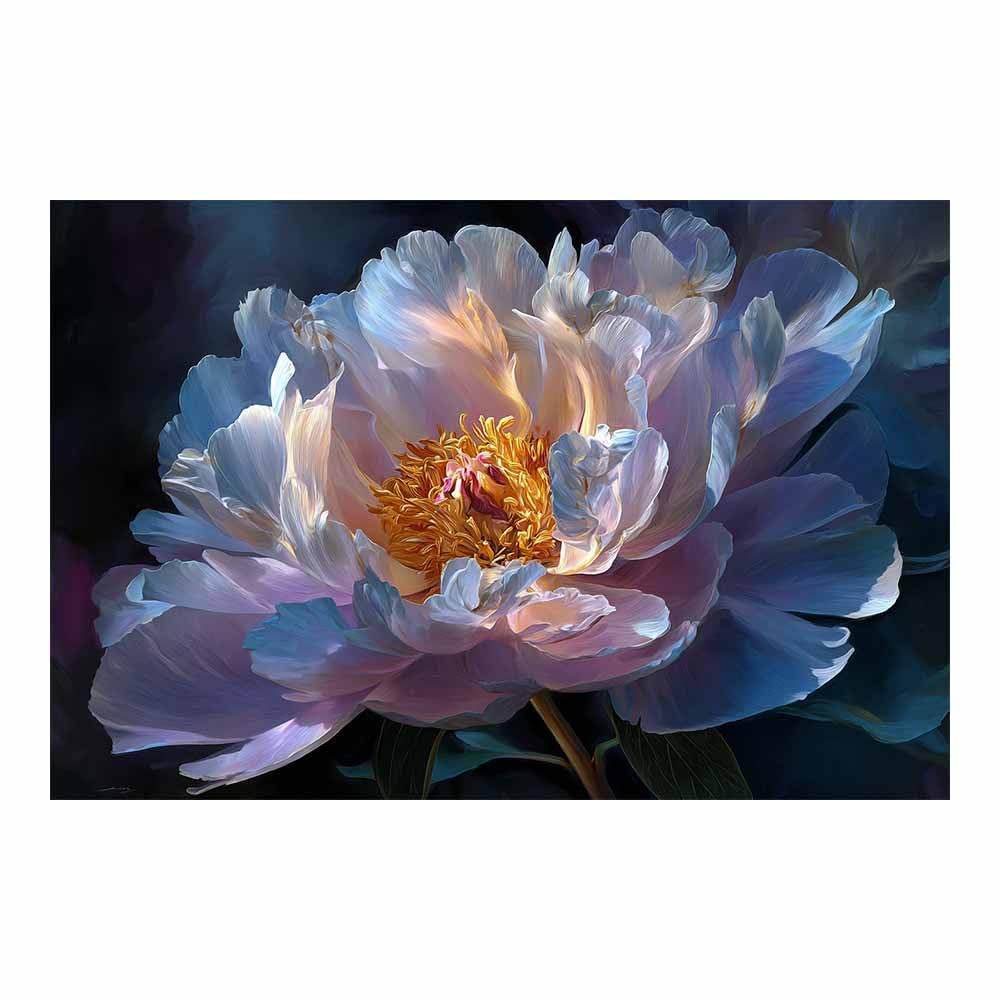 ZAMAEIU Landscape Pictures For Wall Painted peony art prints and posters, Suitable for Living Room Bedroom Decor apartment Wall Decoration(blue)-80x120cm Unframed