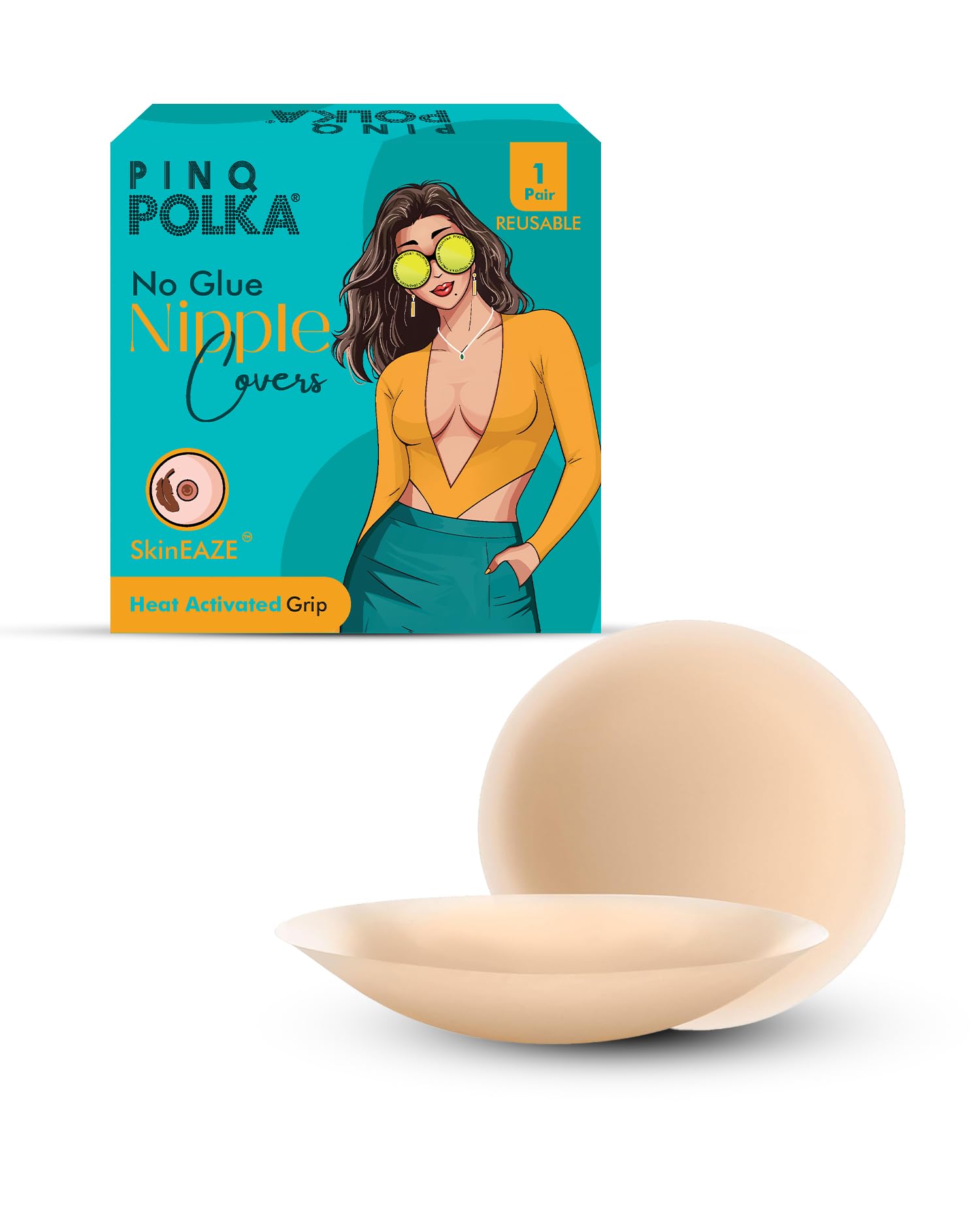 pinq polka Non-Adhesive Nipple Covers Reusable for Women with SkinEAZE™ Tech|8 to 10 CM|Nipple Pasties|Seamless|Skin Friendly Adhesive Medical Grade Silicone |Up to 12 Hrs Sticking Capacity - 2 Pcs-picture-36
