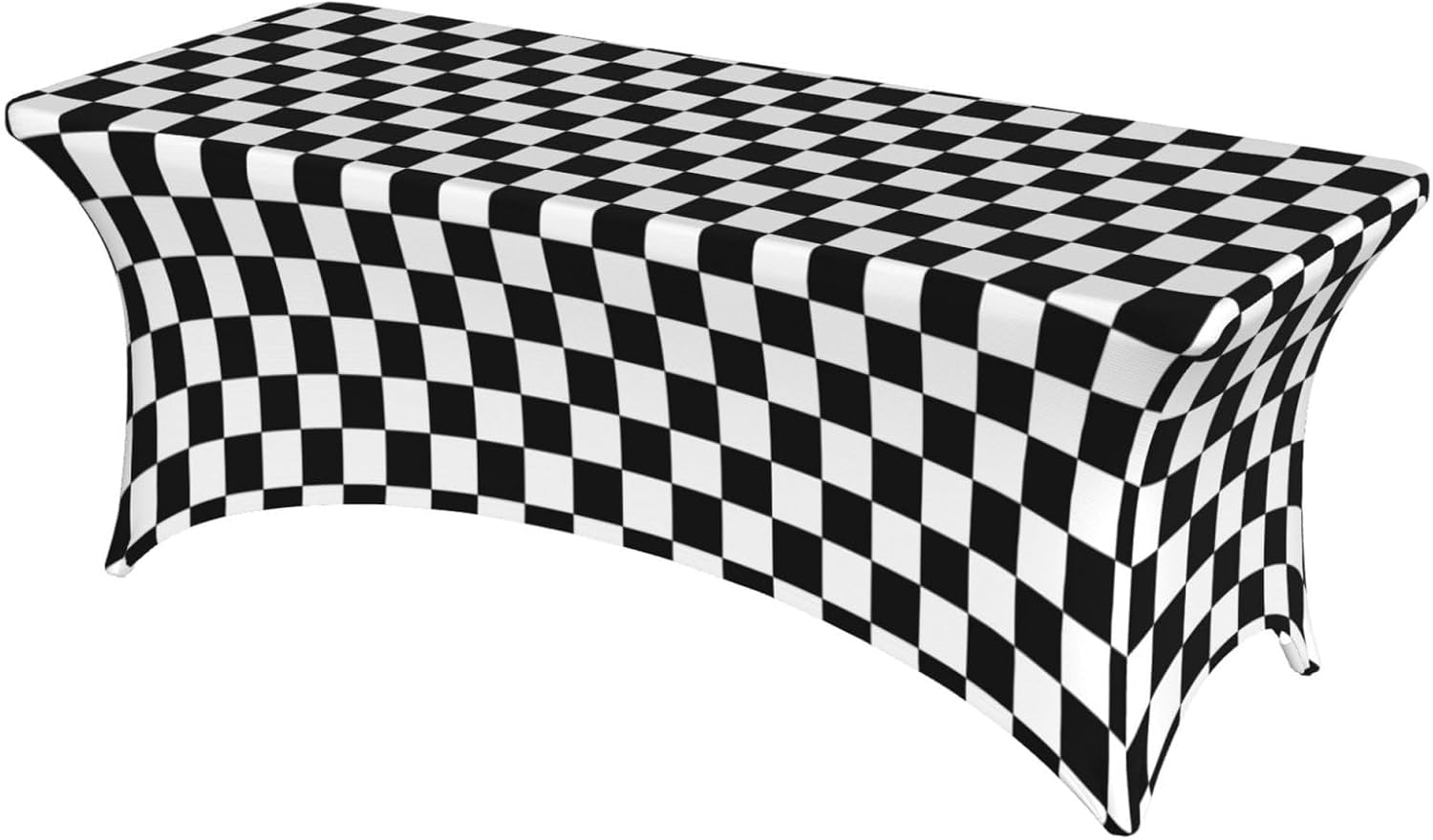 Spandex Tablecloth 6FT Stretch Rectangular Patio Tight Fitted Table Covers for Holiday Dining Party 72 x30Inch Black Checkered Pattern