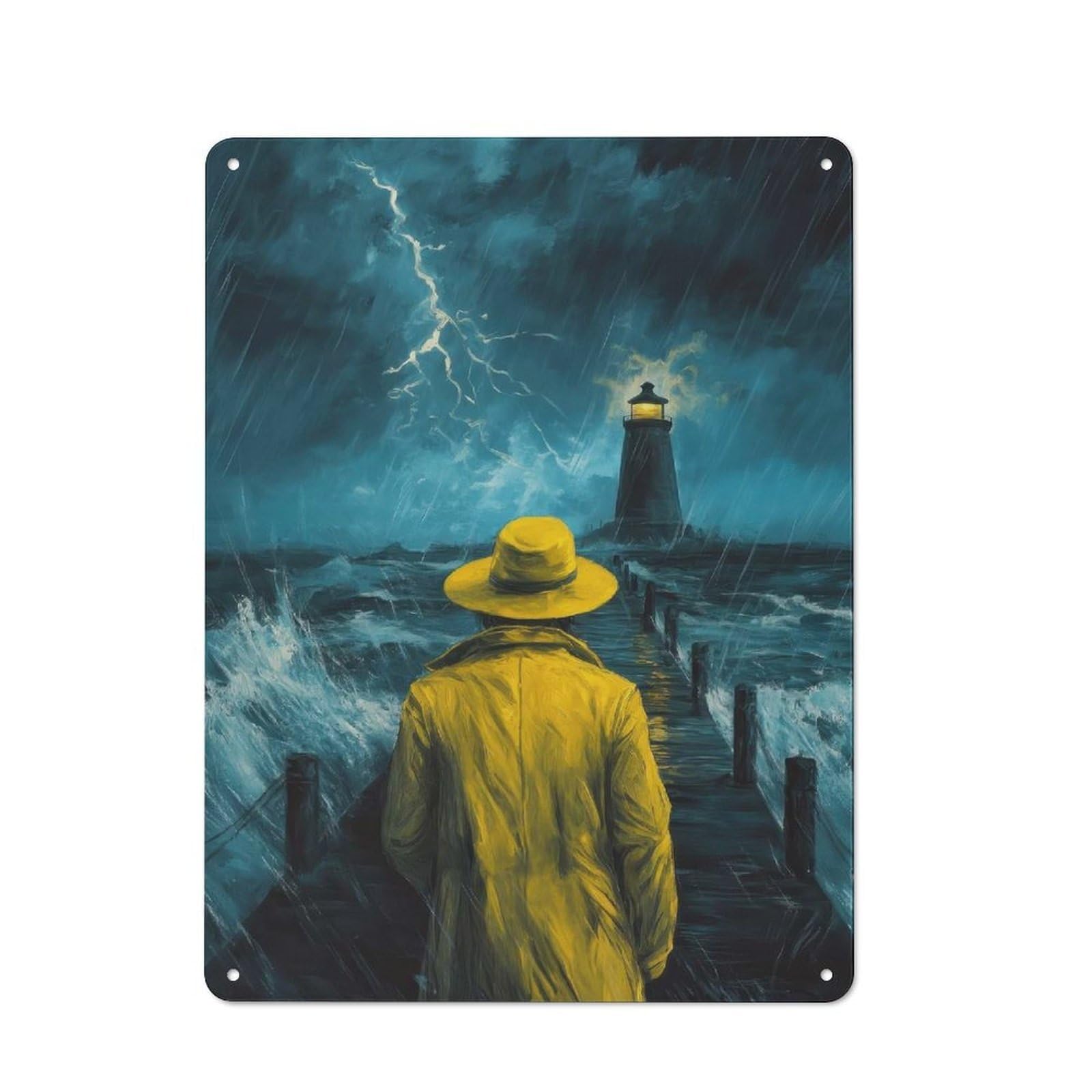 Junmoney The Power Of The Sea Metal Plaque 40X30cm With For Garage Wall, Rustic Decor, For Vintage Wall Decor Fans, For Themed Room Decoration
