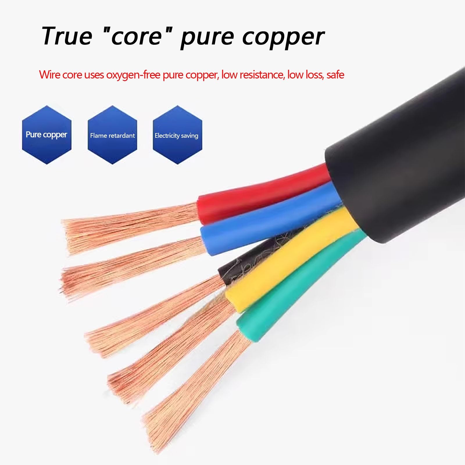 Cable RVV Flexible, 2/3/4 Núcleos, Conductor De Cobre, 0,75–2,5 Mm², Funda PVC, Ignífugo, Para Cableado Doméstico, Electrodomésticos E Instalaciones Eléctricas(100ft,2.5mm2-4c)