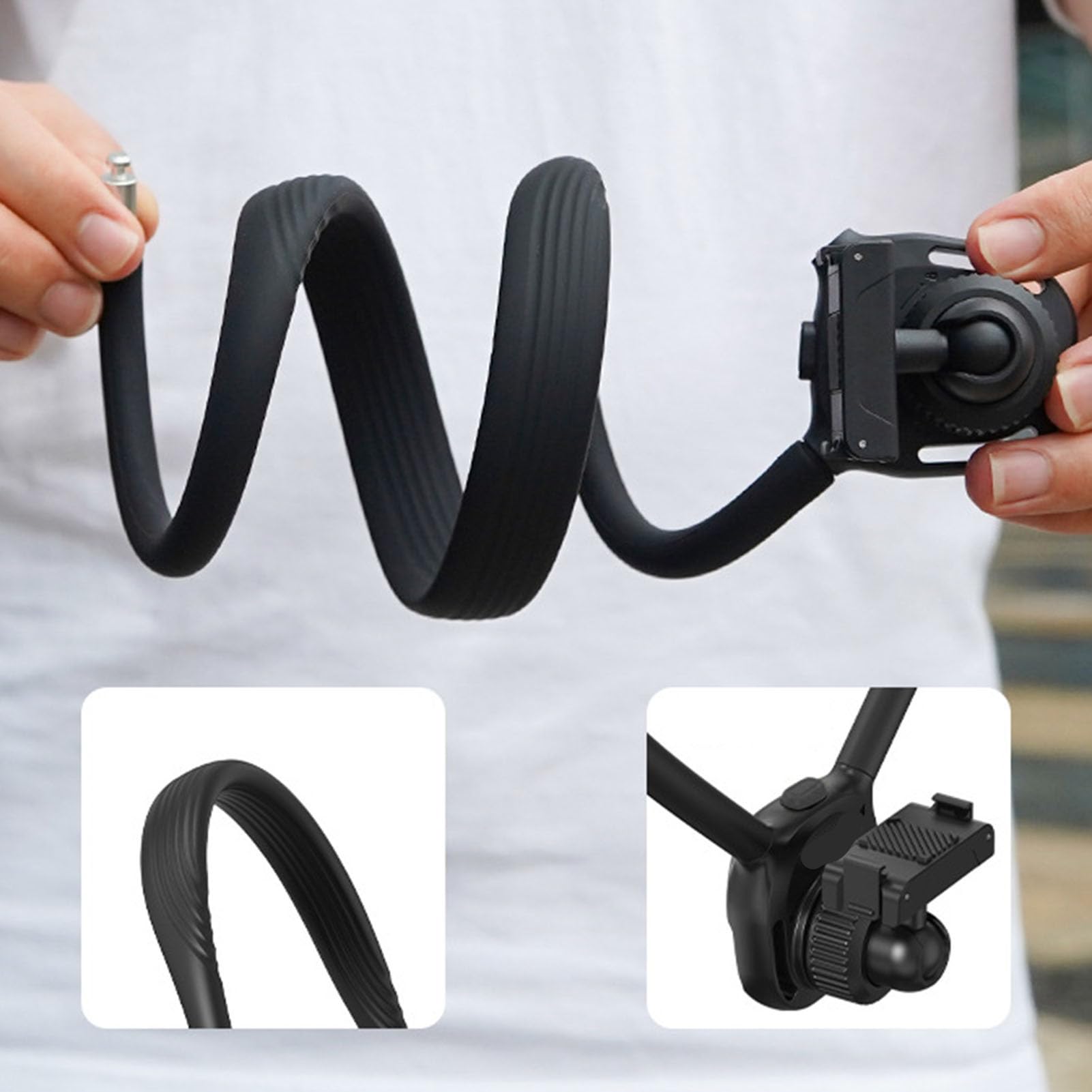 Luocute Supporto per Action Camera Al Collo con Sgancio Rapido Magnetico, | Costruzione in Silicone e Acciaio Al Carbonio, vestibilità Morbida Sulla Pelle, Compatibile con Action 6 Nano, Include