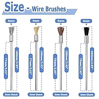 Vista 2 de Mesee 20 cepillos de alambre para taladro, 3.937 in, cepillos de extremo de limpieza extendidos, juego surtido de plumas, melena de caballo, cerdas