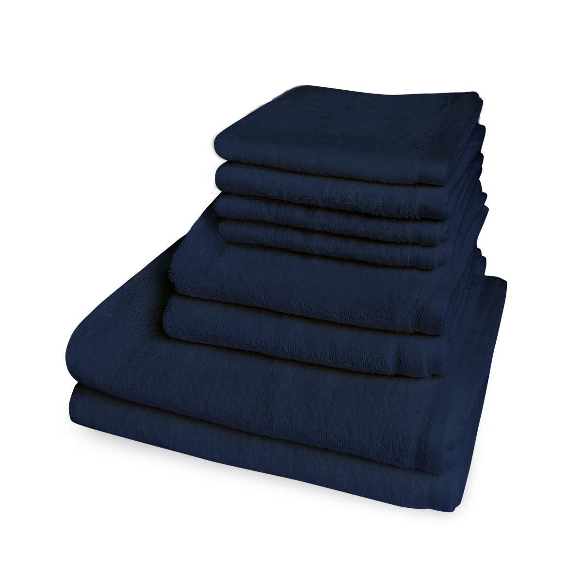 Banzaii Juego de Toallas Medidas Maxi - 4 Toallas de Tocador 60 x 40 cm + 2 Toallas de Baño 60 x 100 cm + 2 Toallas de Ducha 100 x 150 cm Azul Oscuro