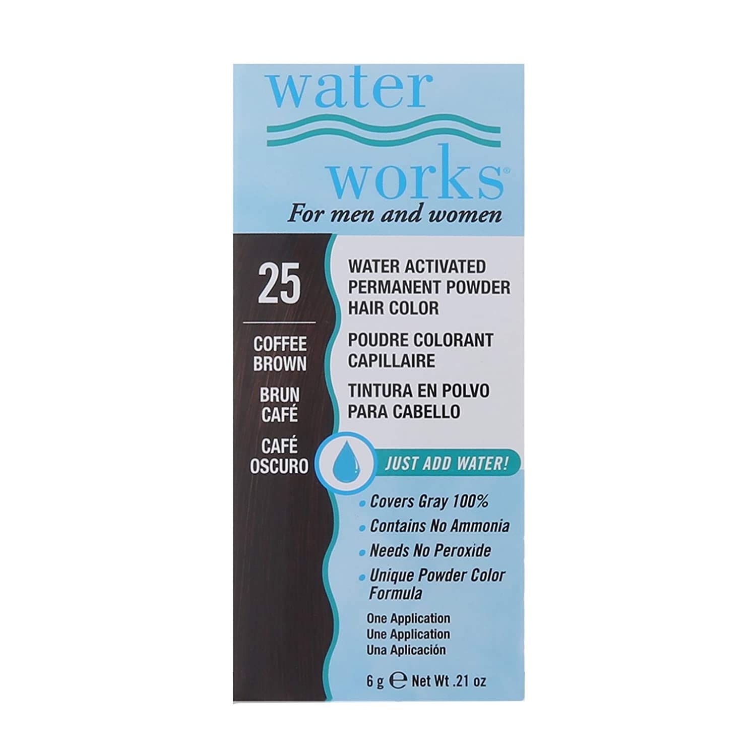 Water Works Hair Color, 25 Coffee Brown 0.21 Oz,Pack of 2