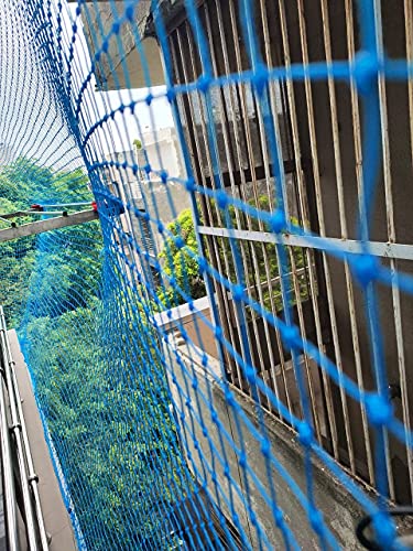 Image of Raisco UV-Stabilized HDPE Anti Bird Net /Garden Net /Pigeon Net /Monkey Safety Net 25 mm Hole (10x10 Ft =100 SQRFT) Color Blue