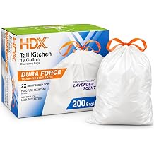 HDX 13 Gallon Trash Bags, Tall Kitchen, Lavender Scented, 200 Count