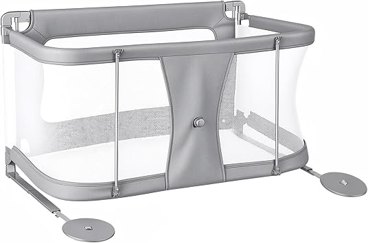 3-in-1 Baby Bedside Sleeper, Portable Crib with Breathable Mesh Window, Soft Washable Liner & Sturdy Aluminum Frame, Side Crib Bassinet for Infants, Adjustable Cot Side Sleeper for Baby Boys & Girls