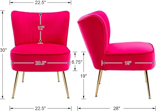 Miniatura 15 de CIMOTA Juego de 2 sillas decorativas de terciopelo, modernas, sin brazos, con respaldo alado, sofá individual, silla de esquina cómoda con patas