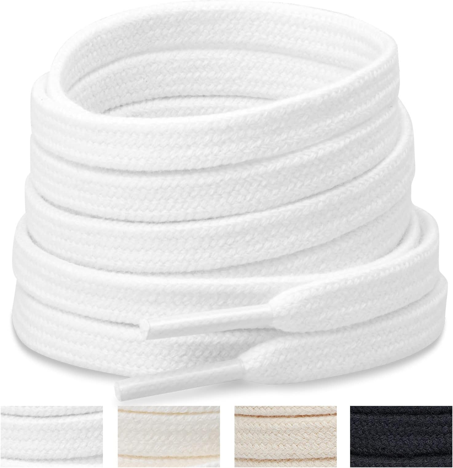 Handshop100% Cotton Flat Shoelaces 5/16" - 4 Colors in 40"-63" Shoe Laces