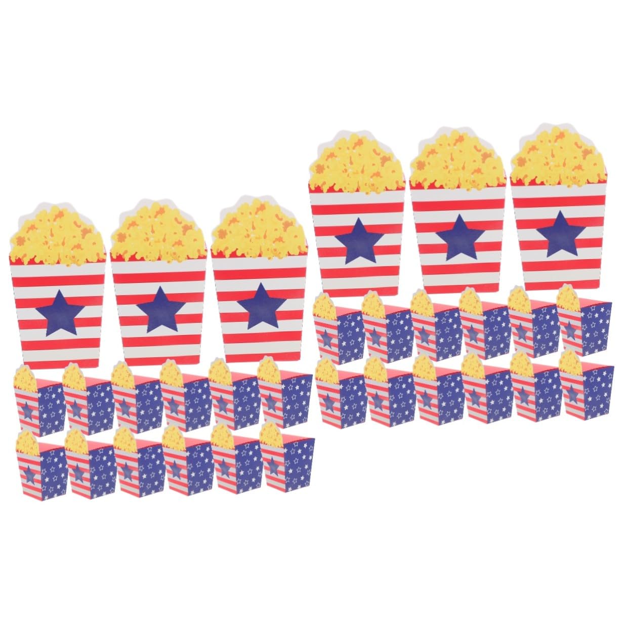 60 Pezzi Scatole Popcorn in Usa per Festa Contenitori Popcorn Colorati con Stampe Patriottiche per Dolci Snack e Caramelle per e Celebrazioni